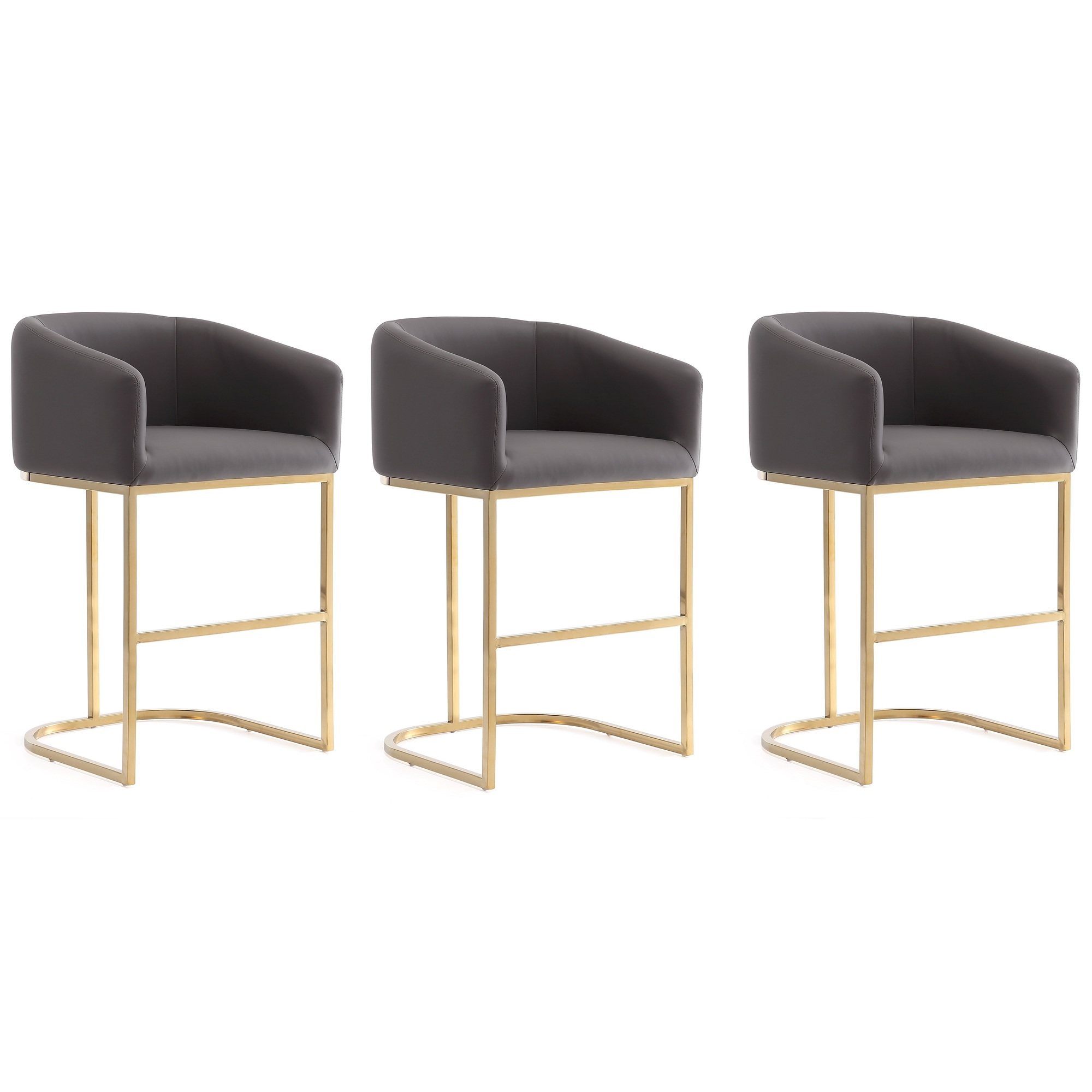 Manhattan Comfort, Louvre 36in. Grey Gold Steel Stool Set of 3 Primary Color Gray, Included (qty.) 3 Model# 3-CS009